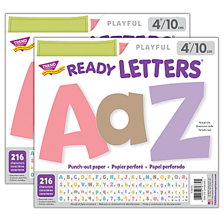 Trend 4" Playful Combo Ready Letters, Summer Morning, 216 Letters Per Pack, Set Of 2 Packs