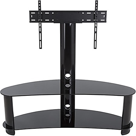 AVF FSL1200CURBB-A: Reflections - Jelly Bean Curved Pedestal TV Stand - Up to 65" Screen Support - 110.23 lb Load Capacity - 3 x Shelf(ves) - 45" Height x 47.2" Width x 19" Depth - Tempered Glass, Aluminum - Black