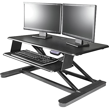 Kantek Electric Sit to Stand Workstation - Up to 24" Screen Support - 60 lb Load Capacity - 23.4" Height x 35" Width x 26" Depth - Desktop - Black