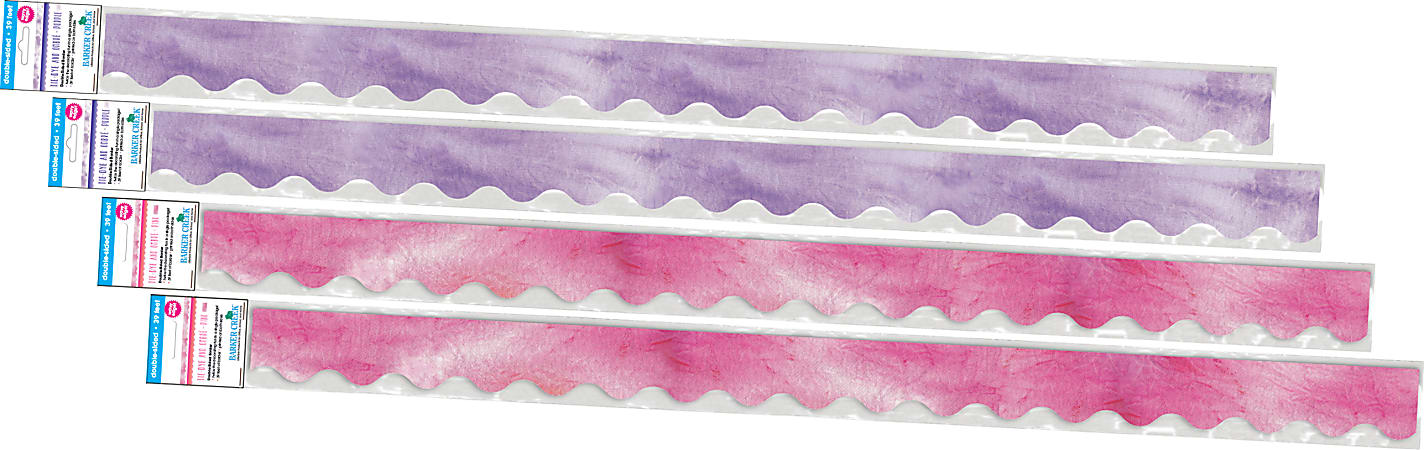Barker Creek Double-Sided Scalloped-Edge Border Strips, 2-1/4" x 36", Pink/Purple Tie-Dye And Ombré, Pack Of 52 Strips
