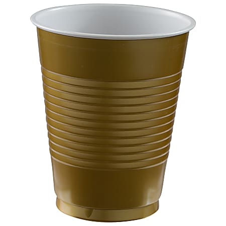 Amscan Plastic Cups, 18 Oz, Gold, Set Of 150 Cups