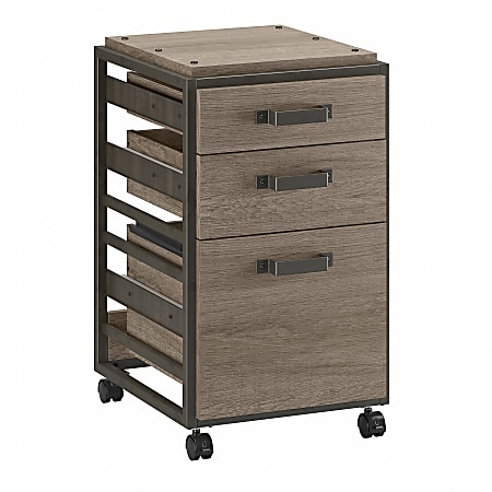 Bush Furniture Refinery 27"D Vertical 3-Drawer Mobile File Cabinet, Restored Gray, Delivery