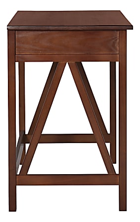 tobacco desk Nara matte finish walnut Galimberti Nino down drawer front that reveals a convenient pull Canton 48in Tobacco Oak Executive