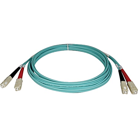 Tripp Lite 1M 10Gb Duplex Multimode 50/125 OM3 LSZH Fiber Optic Patch Cable SC/SC Aqua 3' 3ft 1 Meter - SC Male - SC Male - 3.28ft - Aqua Blue