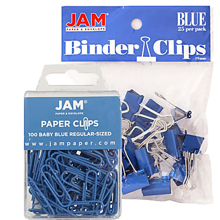 JAM Paper® Clips Combo Kit, Regular/Small, Blue
