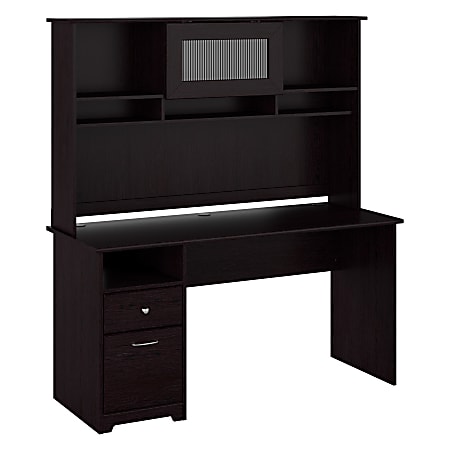 Bush Furniture Cabot 60"W Computer Desk With Hutch And Drawers, Espresso Oak, Standard Delivery