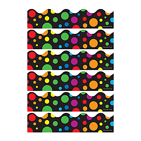Carson Dellosa Education Scalloped Borders, 2-1/4" x 36", Big Rainbow Dots, 12 Borders Per Pack, Set Of 6 Packs