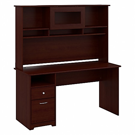 Bush Furniture Cabot 60"W Computer Desk With Hutch And Drawers, Harvest Cherry, Standard Delivery