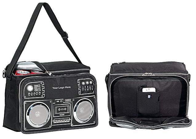 Gemline Retro BoomBox Cooler With Built-In Speakers, Black