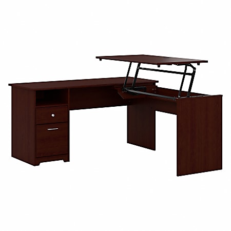 Bush Furniture Cabot 3 Position L Shaped Sit to Stand Desk, 60"W, Harvest Cherry, Standard Delivery