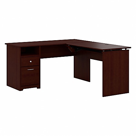Bush Furniture Cabot 3 Position L Shaped Sit to Stand Desk 60 W Harvest Cherry Standard Delivery Office Depot