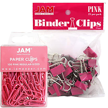 JAM Paper® Clips Combo Kit, Regular/Small, Pink