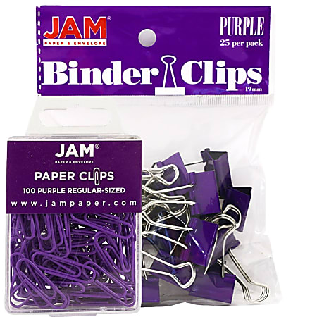 JAM Paper® Clips Combo Kit, Regular/Small, Purple