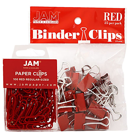 JAM Paper® Clips Combo Kit, Regular/Small, Red