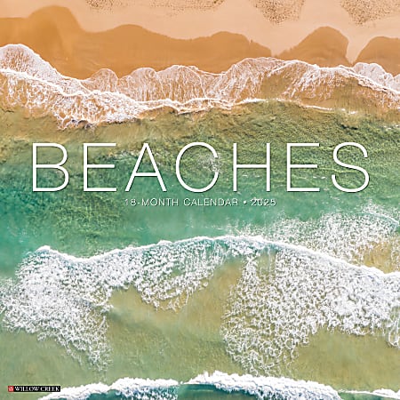 2025 Willow Creek Press Monthly Wall Calendar, 12" x 12", Beaches, January To December, O41628