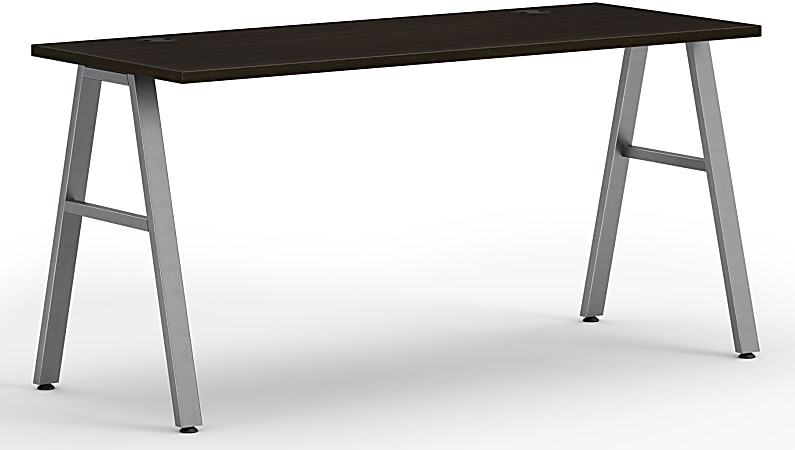HON Mod Table Writing Desk, 60"W, Java Oak/Silver