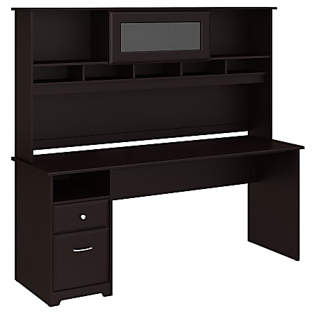 Bush Furniture Cabot 72"W Computer Desk With Hutch And Drawers, Espresso Oak, Standard Delivery