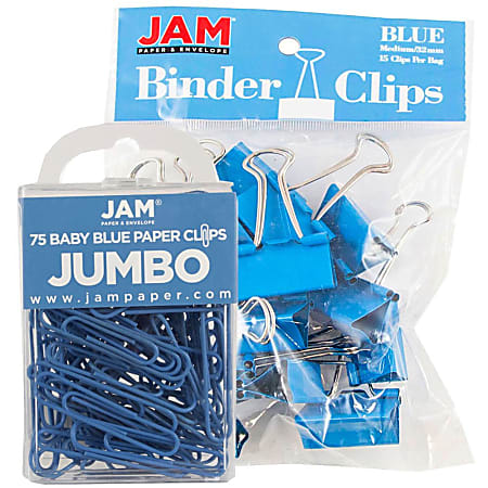 JAM Paper® Clips Combo Kit, Jumbo/Medium, Blue