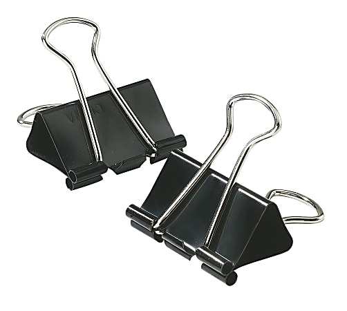 Office Depot® Brand Binder Clips, Small, 3/4" Wide, 3/8" Capacity, Black, 12 Clips Per Box, Pack Of 12 Boxes