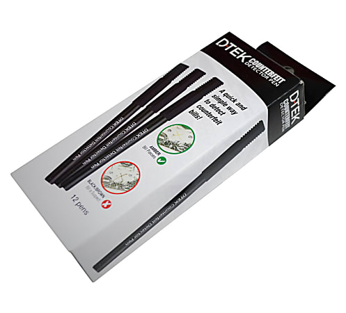 Control Group D-TEK Counterfeit Detector Pens, Black, Pack Of 12 Pens