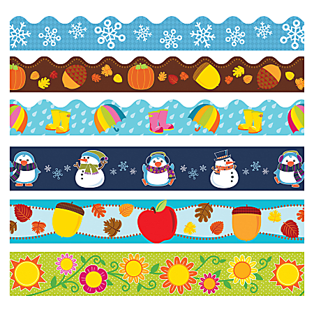 Carson Dellosa Education Seasonal Border Set, 2-1/4" x 36", Multicolor, Set Of 6 Packs