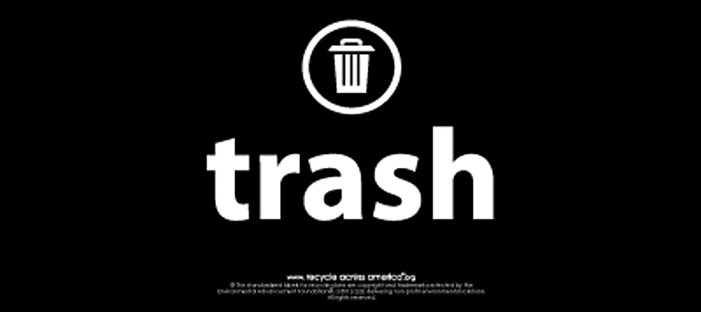 Recycle Across America Trash Standardized Recycling Labels, TRASH-0409, 4" x 9", Black