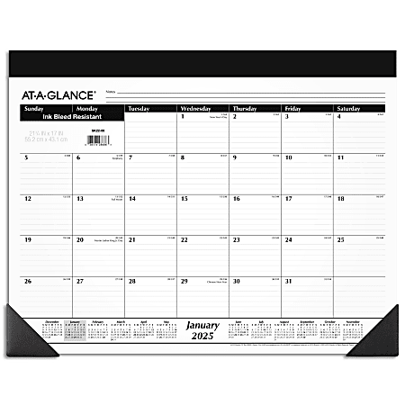 2025 AT-A-GLANCE® Monthly Desk Pad Calendar, 21-3/4" x 17", Traditional, January 2025 To December 2025, SK220025