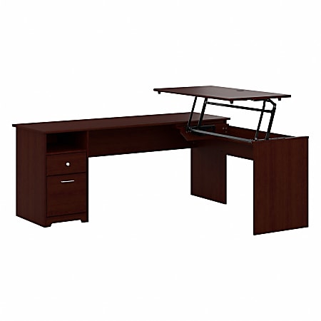 Bush Furniture Cabot 3 Position L Shaped Sit to Stand Desk, 72"W, Harvest Cherry, Standard Delivery