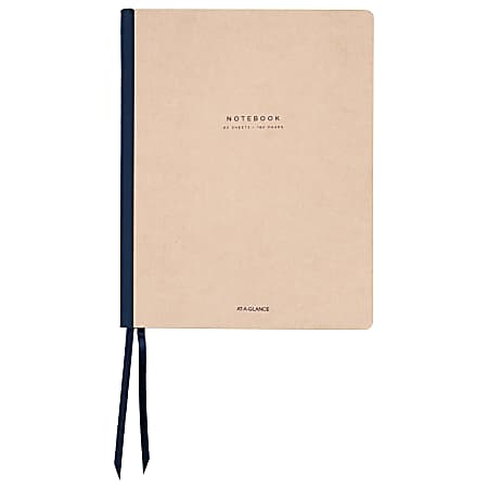 AT-A-GLANCE® Signature Collection™ Casebound Notebook, 11" x 8 3/4", 80 Sheets, Navy Blue/Tan (YP14707)