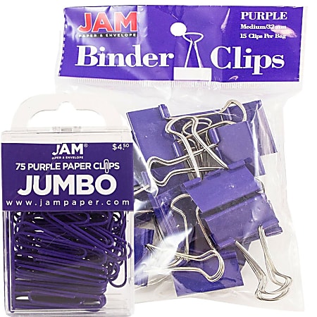 JAM Paper® Clips Combo Kit, Jumbo/Medium, Purple