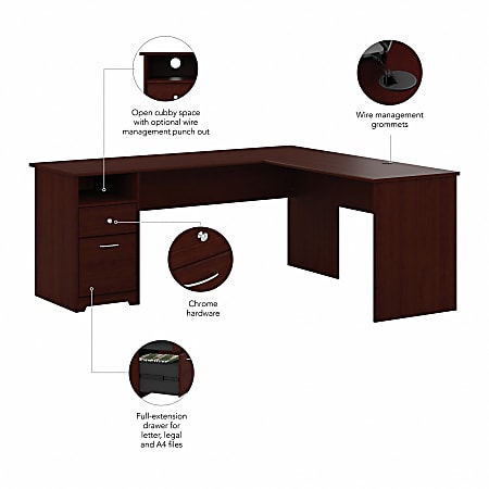 Bush furniture cabot l shaped desk hot sale with hutch in harvest cherry