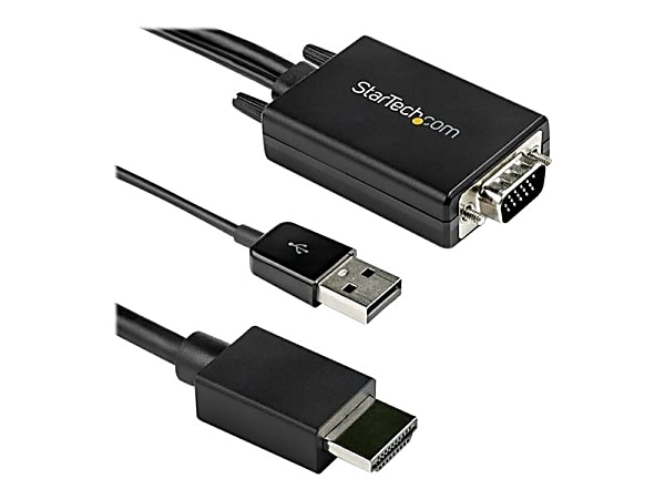 StarTech.com 6 ft. (1.8 m) VGA to HDMI Adapter Cable with USB Audio - VGA to HDMI converter with Audio Support (VGA2HDMM6)