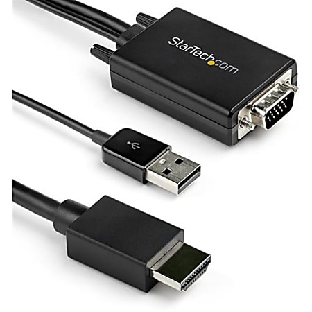 StarTech.com 6 ft. (1.8 m) VGA to HDMI Adapter Cable with USB Audio - VGA to HDMI converter with Audio Support (VGA2HDMM6)