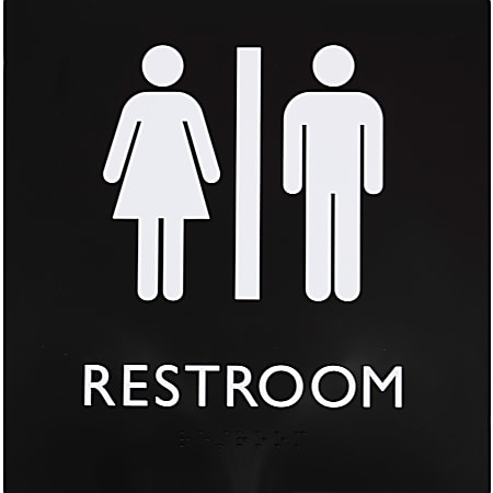 Lorell Unisex Restroom Sign - Print/Message "Restroom (Accessible)" - 8"x 8" - Square Shape - Surfac - 02654