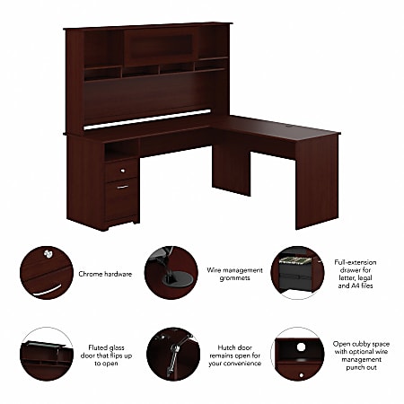Bush furniture cabot l shaped desk sale with hutch in harvest cherry