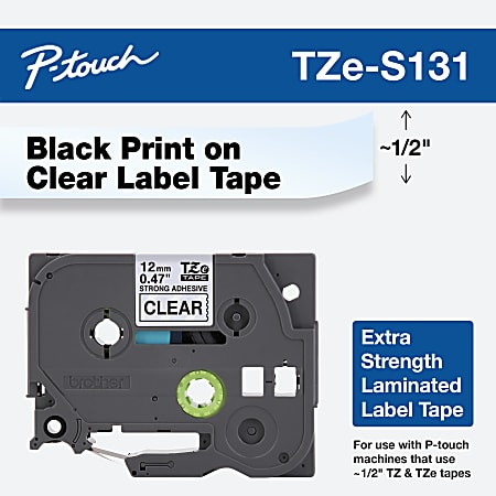 Strong Adhesive TZE-S131 TZ-S131 for Brother 12MM Black on Clear Label Tape 1/2" 