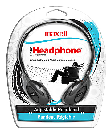 Maxell HP-100 Lightweight Stereo Headphone, Black