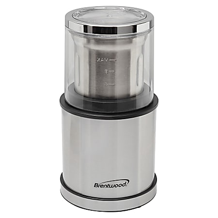Brentwood® 75-Gram Electric Stainless Steel Wet-and-Dry Coffee Bean, Herb and Spice Grinder with 2 Removable Bowls
