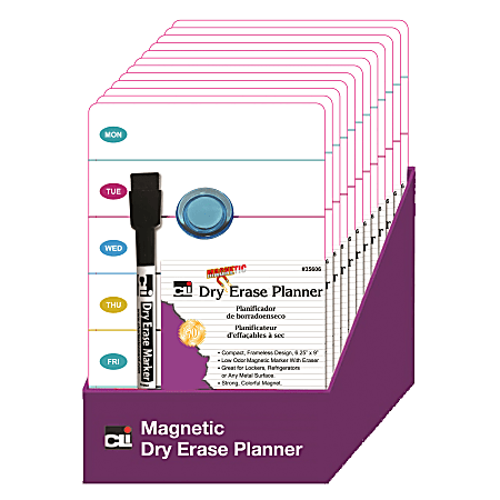 Charles Leonard Mini Magnetic Dry-Erase Planning Boards With Marker & Magnet, 6-1/4" x 9", Set Of 12