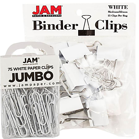 JAM Paper® Clips Combo Kit, Jumbo/Medium, White