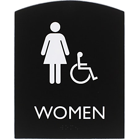 Lorell Arched Women's Handicap Restroom Sign - Print/Message "Women" - 6.8"x 8.5" - Rectangular Shape - 02675