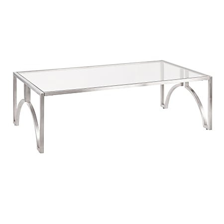 LumiSource Dynasty Coffee Table, 14-1/4"H x 41"W x 24"D, Silver/Clear