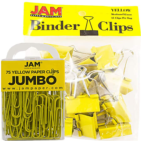 JAM Paper® Clips Combo Kit, Jumbo/Medium, Yellow