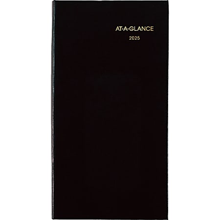 2025 AT-A-GLANCE® Fine Diary® Weekly/Monthly Diary, 3" x 6", Black, January To December, 720205