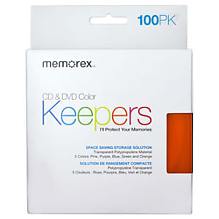 Memorex® CD & DVD Keepers, Assorted Colors, Pack Of 100