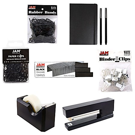 JAM Paper® Complete 9-Piece Desk Kit, Black
