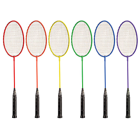 Champion Sports Badminton Racket Set, 26"H x 8"W x 1"D, Assorted Colors, Set Of 6 Rackets