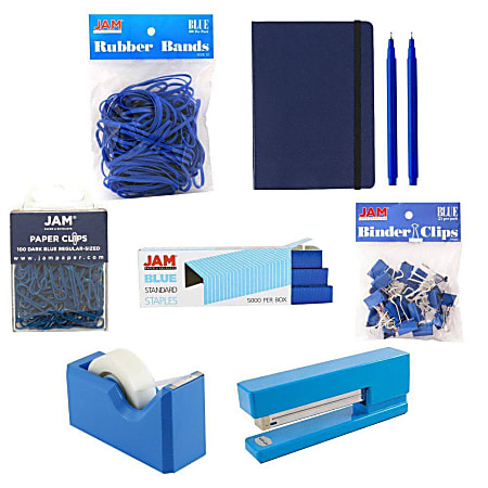 JAM Paper® Complete 9-Piece Desk Kit, Blue