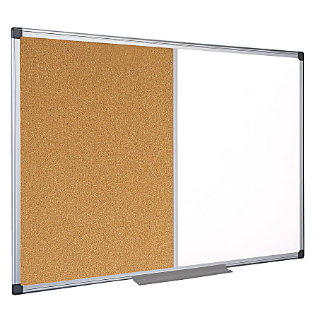 MasterVision® Maya Cork/Non-Magnetic Dry-Erase Whiteboard Combination Board, 48" x 72", Silver Aluminum Frame