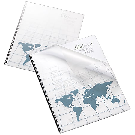 Office Depot® Brand Designer Poly Covers, 8 1/2" x 11", World Map, Pack Of 25